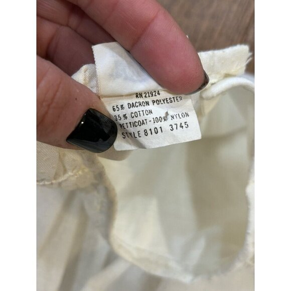 Vintage 80s Polly Flinders Cream Smocked Lace Dress Baby Girl 6T - Picture 7 of 12